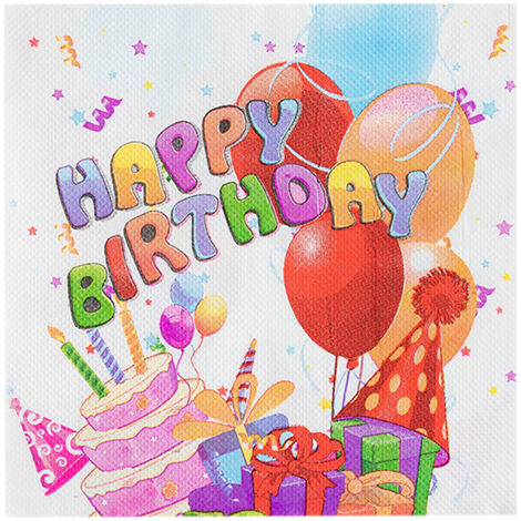 Servietten (60er-Packung) │ Design „Happy Birthday“ │ Papierservietten 33x33cm │ Stoff-Partyartikel (60er-Packung „Happy Birthday“-Servietten)
