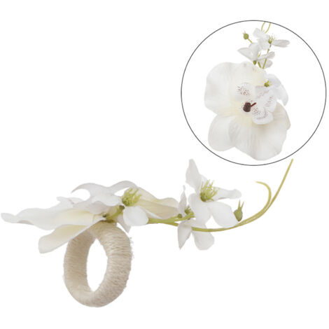 Serviettenring aus künstlichem Stoff mit Blumenmuster – Durchmesser 4,5 cm, mehrfarbig (Weiß, Blau, Orange, Rosa, Champagner) – Festliche Dekoration für Hochzeiten, Weihnachten und Thanksgiving