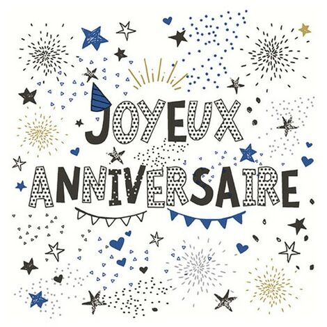 Serviettes 33x33 Cm J Anniversaire X