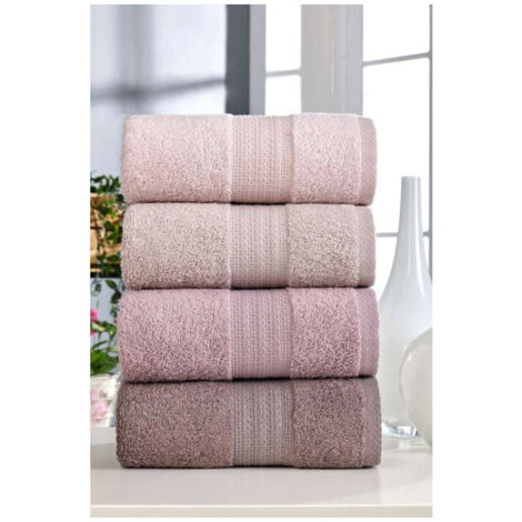 Serviettes à main AUCUNE - Lot de 4 50 x 85 cm Poudre 100% coton