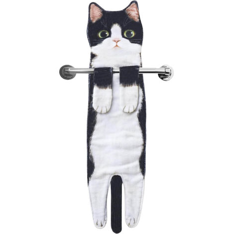 Serviettes amusantes à motif chat pour la cuisine et la salle de bain - serviette chat