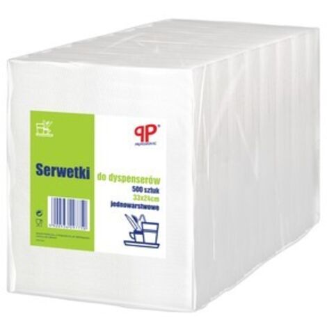 Serviettes blanches professionnelles monocouches en polypropylène (PP) pour distributeurs, 33 x 24 cm, 500 pièces