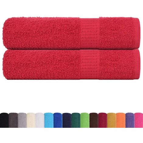 Serviettes de bain 2 pcs，Serviette de douche rouge 100x150 cm 360 g/m² 100% coton CFW302224