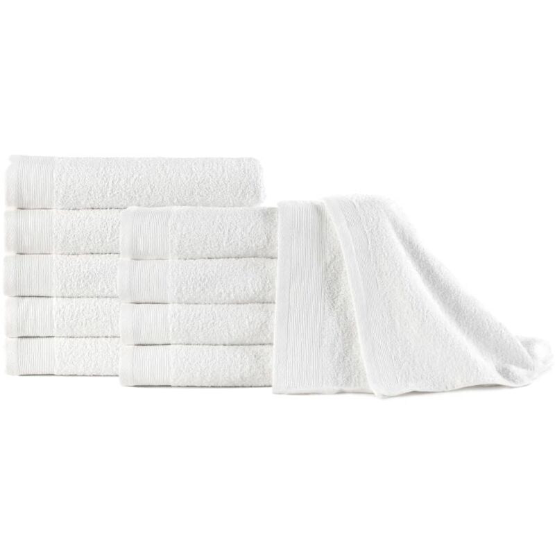 Serviettes à Main Coton 350 g/m² 50x100 cm Blanc 10 pcs