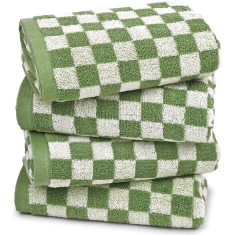 Serviettes de bain à carreaux festifs pour Noël, pour le visage et le corps - lot de 4.