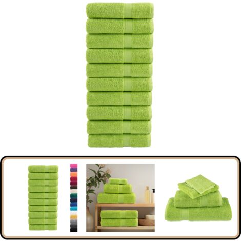Serviettes de bain de qualité supérieure SOLUND 10 pcs 600g/m² - Serviettes De Bain - Serviettes De Toilette - Serviettes Vertes - Serviettes En Coton - Serviettes Douces