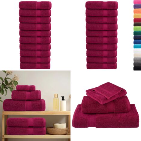 Serviettes de bain de qualité supérieure SOLUND 10 pcs bordeaux - Serviettes De Bain - Serviettes Rouges - Serviettes Coton - Serviettes Moelleuses - Serviettes Douces - Home & Living