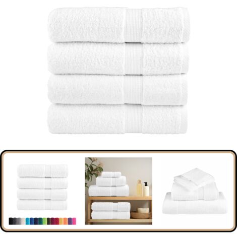 Serviettes de bain de qualité supérieure SOLUND 4 pcs blanc - Serviettes De Bain - Serviettes Blanches - Serviettes De Toilette - Coton - Serviettes Moelleuses