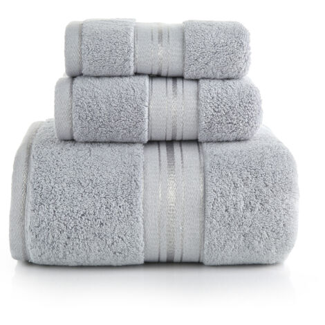 Serviettes de bain - Lot de 3 serviettes 100 % coton - 75 x 150 cm + 34 x 75 cm + 34 x 30 cm