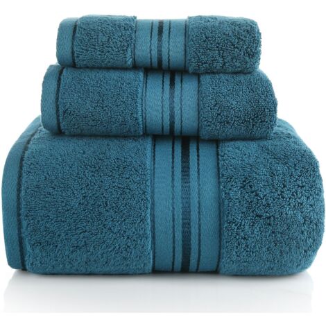 Serviettes de bain - Lot de 3 serviettes 100 % coton - 75 x 150 cm + 34 x 75 cm + 34 x 30 cm