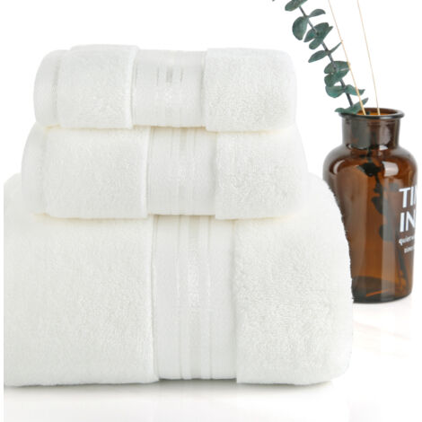 Serviettes de bain - Lot de 3 serviettes 100 % coton - 75 x 150 cm + 34 x 75 cm + 34 x 30 cm