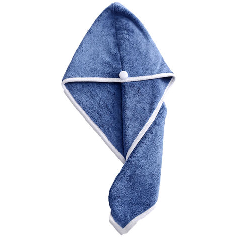 Serviettes de cheveux pour femmes, bonnet de serviette de tête, enveloppe de serviette de turban de cheveux pour cheveux longs bouclés anti-frisottis, 1 paquet bleu foncé