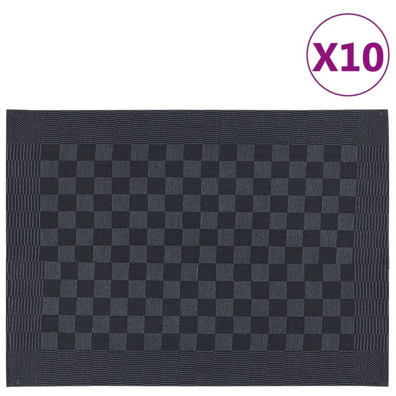 Vidaxl - Serviettes de cuisine 10 pcs noir et gris 50x70 cm coton