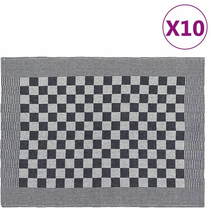 Vidaxl - Serviettes de cuisine 10 pcs noir et blanc 50x70 cm coton