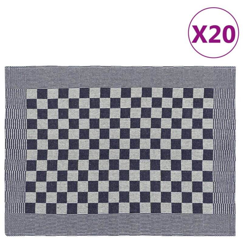 Vidaxl - Serviettes de cuisine 20 pcs bleu et blanc 50x70 cm coton