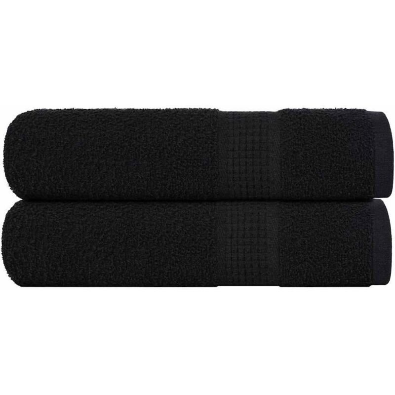 Serviettes de douche 2 pcs noir 70x140 cm 360 g/m² 100% coton
