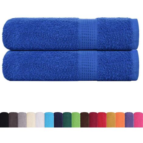 Serviettes de douche 2 pcs，Serviettes de bain bleu 70x140 cm 360 g/m² 100% coton CFW527537