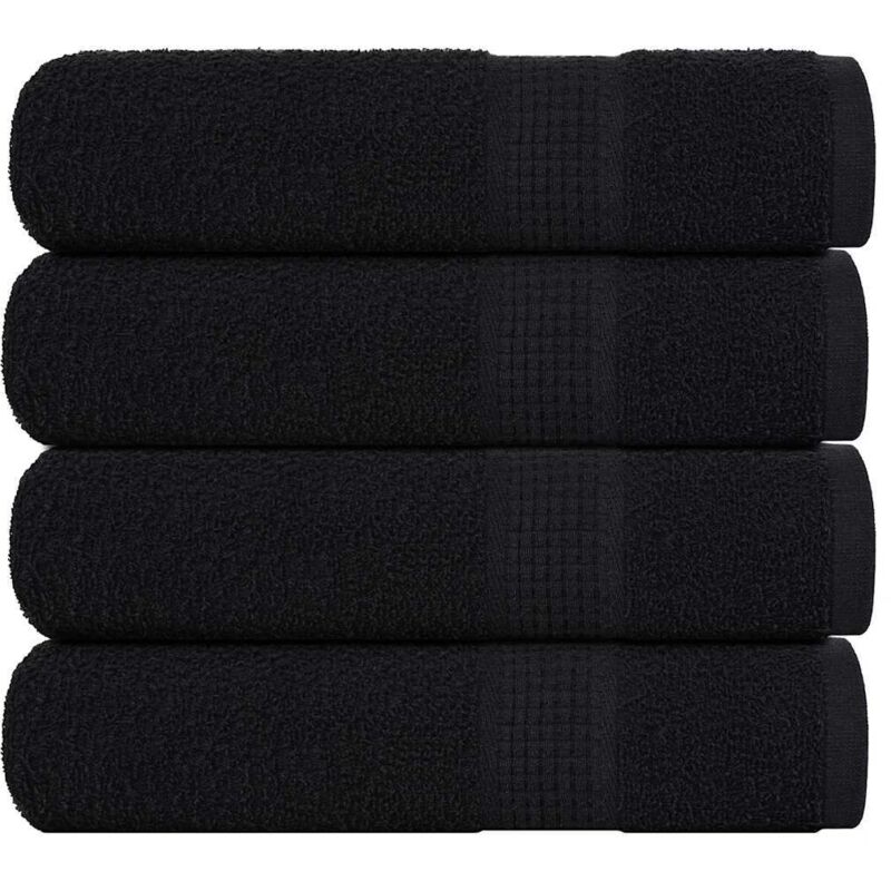 Serviettes de douche 4 pcs noir 70x140 cm 360 g/m² 100% coton
