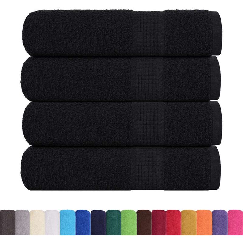Serviettes de douche 4 pcs noir 70x140 cm 360 g/m² 100% coton CFW496285
