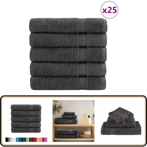 Serviettes de douche de qualité sup. SOLUND 25 pcs anthracite - Serviettes De Bain - Serviettes De Toilette - Serviettes En Coton - Serviettes Douces - Serviettes Absorbantes