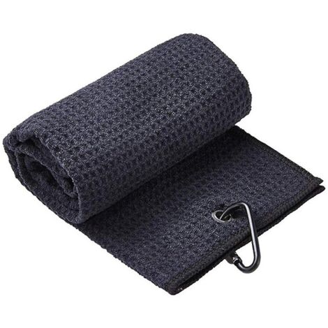 Serviettes de golf anti-boulochage à motif gaufré, séchage rapide, noires