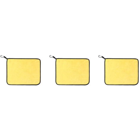 Serviettes de Pêche Absorbantes Jaune et Gris, Lot de 3 Chiffons Double Face pour Bateau, Cuisine et Extérieur