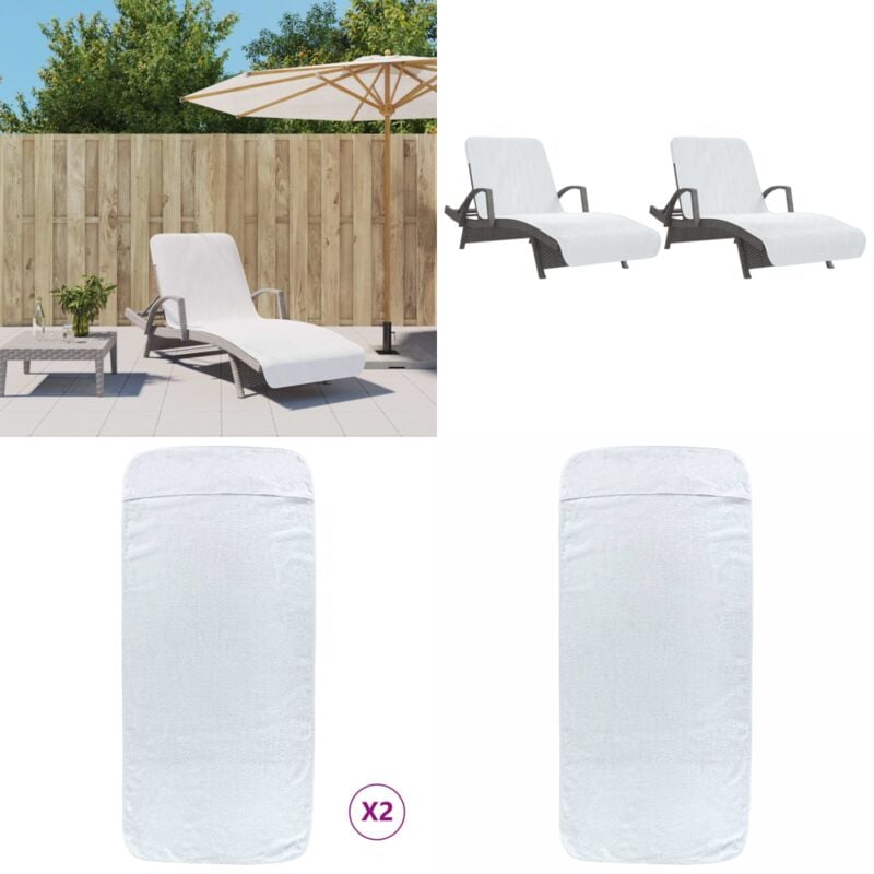 Vidaxl - Serviettes de plage 2 pcs blanc 75x200 cm tissu 400 gsm - serviette de plage - serviettes de plage - Home & Living - Blanc