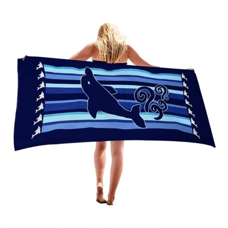Serviettes de plage en microfibre, anti-sable, à séchage rapide, légères et fines, à motif dauphin, serviettes de voyage pour adultes, femmes, hommes, filles et enfants, accessoires de plage