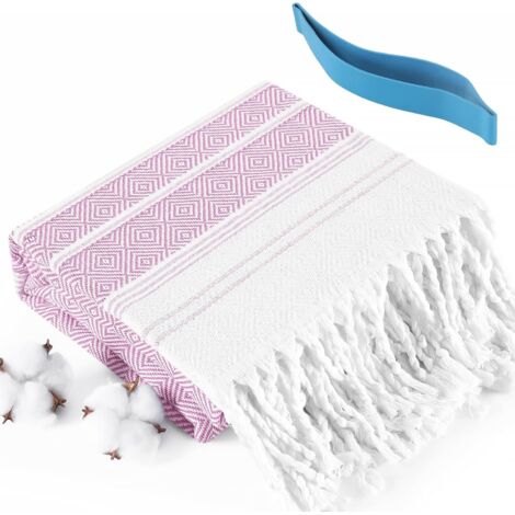 Serviettes de plage turques extra-larges en coton (188 x 97 cm), fines, à séchage rapide et anti-sable, idéales pour la piscine et la plage. Couverture extra-large, indispensable pour les voyages et l