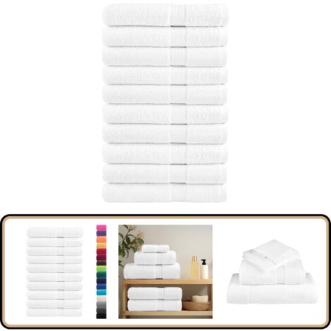 Serviettes de qualité supérieure SOLUND 10 pcs blanc 600 g/m² - Serviettes De Bain - Serviettes Blanches - Serviettes En Coton - Serviettes Moelleuses - Serviettes Absorbantes