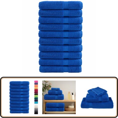 Serviettes de qualité supérieure SOLUND 10 pcs bleu 600 g/m² - Serviettes De Bain - Serviettes De Plage - Serviettes En Coton - Serviettes Douces - Serviettes Absorbantes