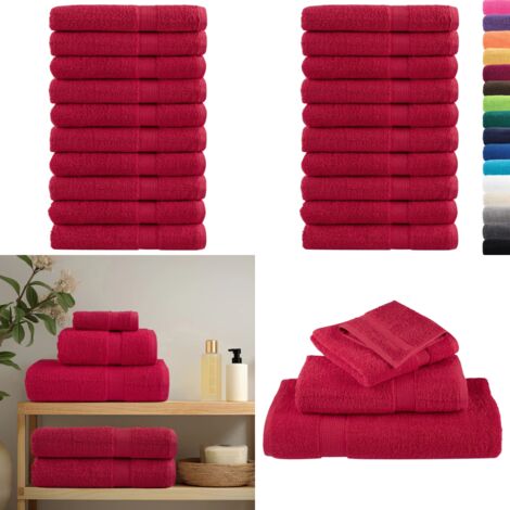 Serviettes de qualité supérieure SOLUND 10 pcs rouge 600 g/m² - Serviettes De Bain - Serviettes Rouges - Serviettes Coton - Serviettes Grandes - Serviettes Oeko-Tex - Home & Living
