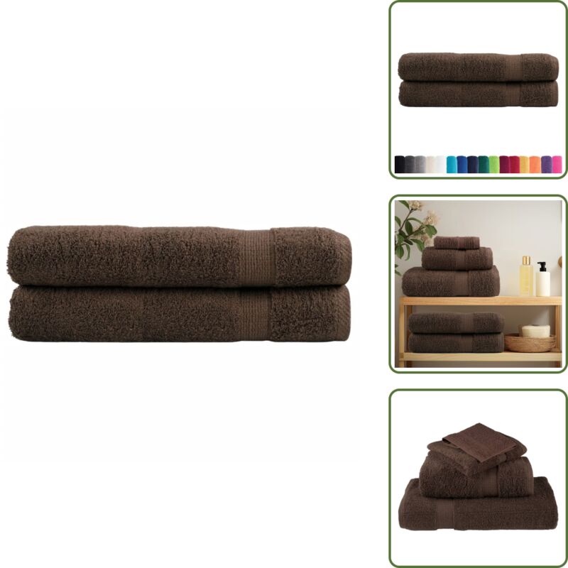 Serviettes de qualité supérieure solund 2 pcs marron 600 g/m² - Serviettes De Bain - Serviettes De Plage - Serviettes Moelleuses - Serviettes En