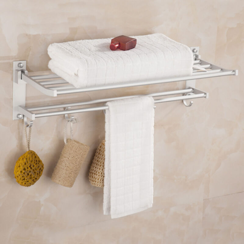Serviettes de salle de bains en aluminium Double couche, Base de maison, rangement mural de salle de bains 37cm