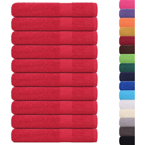 Serviettes de sauna 10 pcs rouge 80x200 cm 360 g/m² 100% coton CFW487636