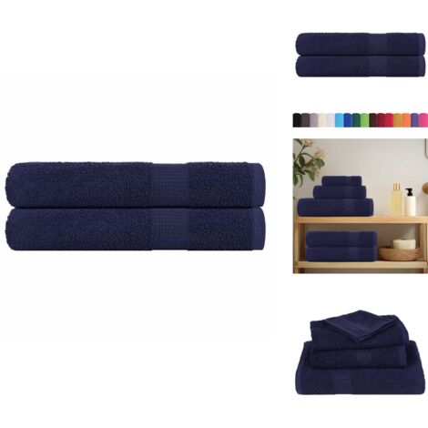 Serviettes de sauna 2 pcs bleu marine 80x200 cm 100% coton - Serviette De Sauna - Serviettes De Sauna - Serviette - Serviette Avec Boucle De Suspension