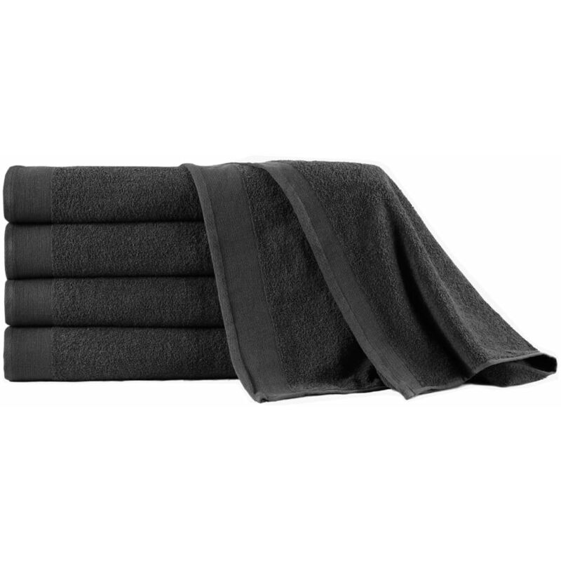 Serviettes de sauna 5 pcs Coton 450 g/m2 80x200 cm Noir
