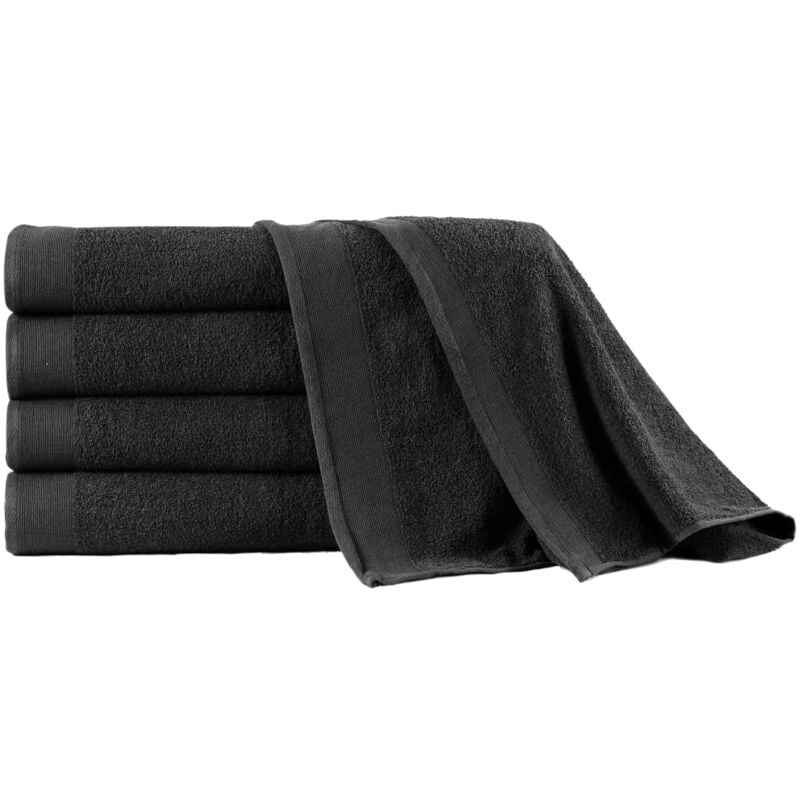 Vidaxl - Serviettes de Bain Coton 450 g/m² 100x150 cm Noir 5 pcs