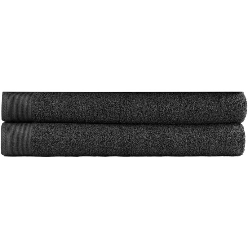Serviettes de Sauna Coton 450 g/m² 80x200 cm Noir 2 pcs