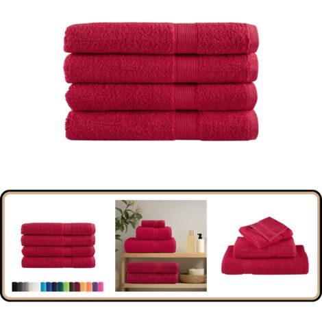 Serviettes de sauna de qualité supérieure SOLUND 4 pcs rouge - Serviettes De Sauna - Serviettes De Bain - Serviettes En Coton - Serviettes Rouges - Serviettes Absorbantes