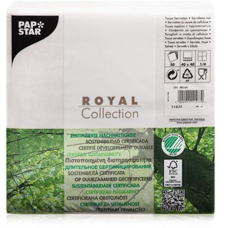 Serviettes de table 40x40 blanc royal, lot de 50