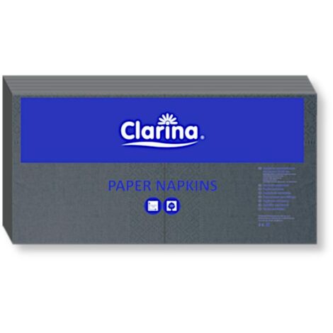 Serviettes de table Clarin 33x33 cm noires, paquet de 250.