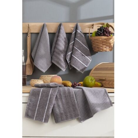 Serviettes de toilette AQUA BATHWARE Mansion 6 pièces 30 x 50 cm Gris anthracite 100% coton