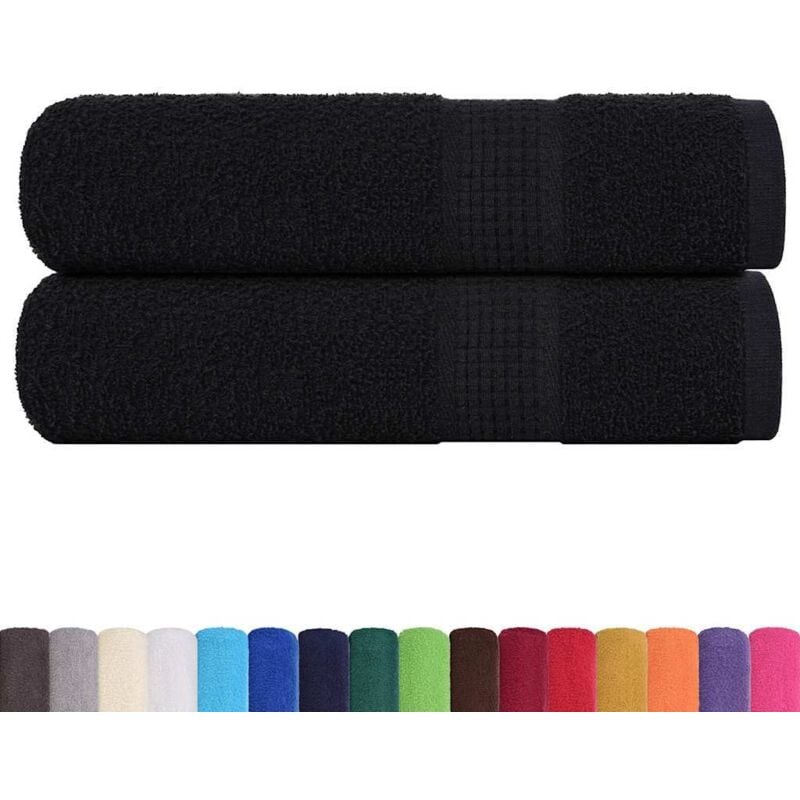 Vidaxl - Serviettes de douche 2 pcs noir 70x140 cm 360 g/m² 100% coton