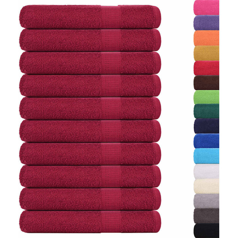 Vidaxl - Serviettes 10 pcs bordeaux 100x200 cm 360 g/m² 100% coton