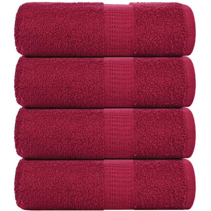 vidaXL Serviettes de toilette FROGN 4 pièces Bordeaux 30x30 cm 360 g/m²