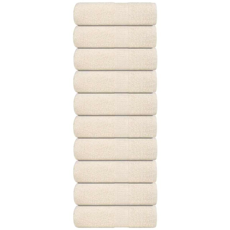 Serviettes de visage 10 pcs crème 30x30 cm 360 g/m² 100% coton - Vidaxl