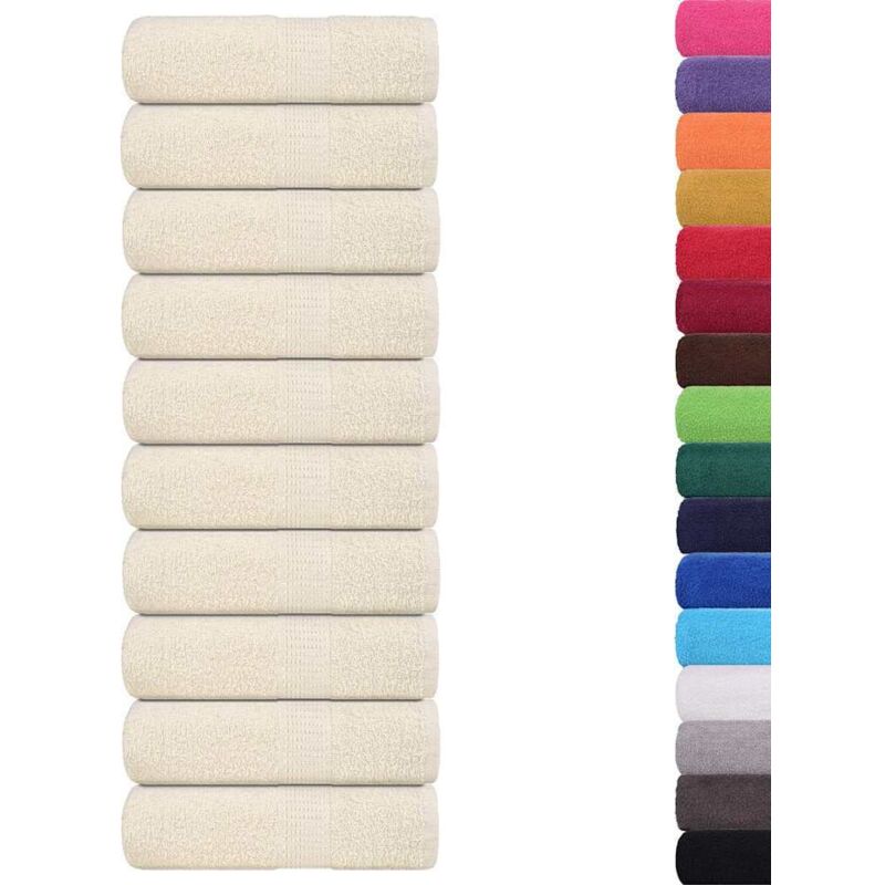 Serviettes d'invité 10 pcs crème 30x50 cm 360 g/m² 100% coton - Vidaxl