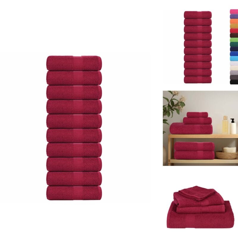 Serviettes de visage 10pcs bordeaux 30x30cm 360 g/m² 100% coton - Serviette De Visage - Serviettes De Visage - Serviette - Serviette De Bain