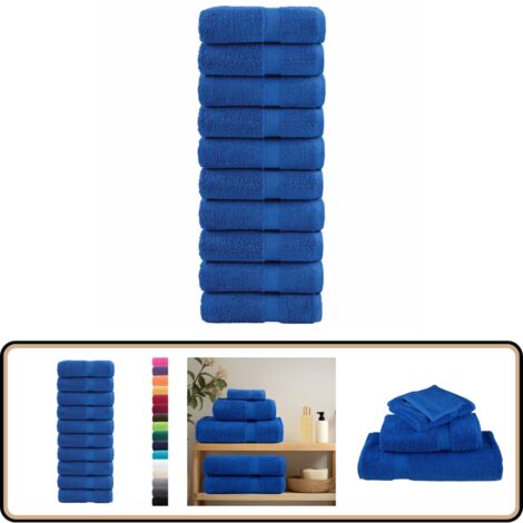 Serviettes de visage de qualité supérieure SOLUND 10 pcs bleu - Serviettes De Toilette - Serviettes De Visage - Serviettes En Coton - Serviettes Bleues - Serviettes Absorbantes